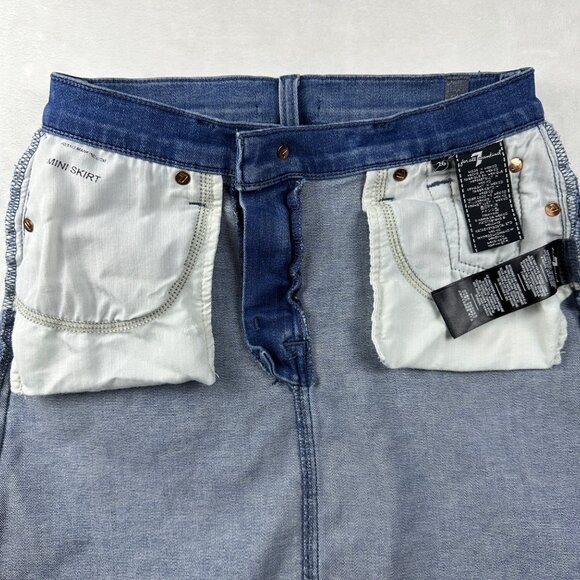 7 For All Mankind Womens Blue Denim Stretch Mini Skirt 26 Casual Wear Y2K Style - Picture 4 of 9